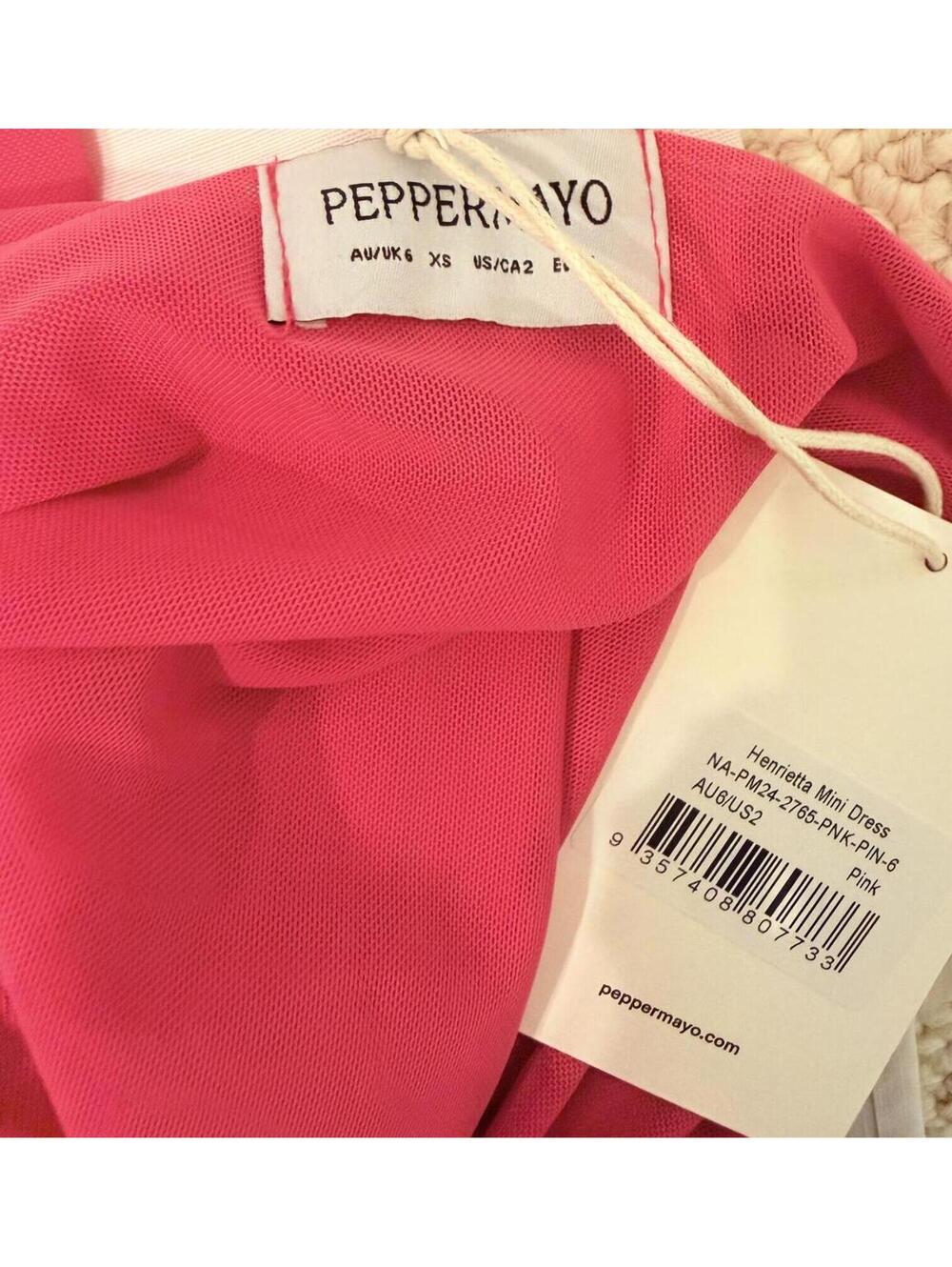 Peppermayo Henrietta Mini Dress Pink Halter Gold Hardware Ruched Bodycon Size 2 - Picture 6 of 8